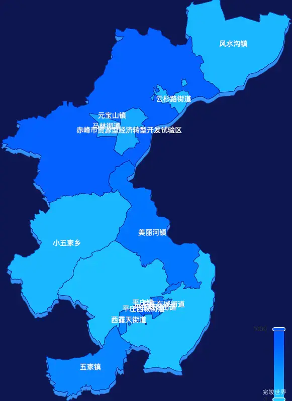 echarts赤峰市元宝山区geoJson地图 visualMap控制地图颜色